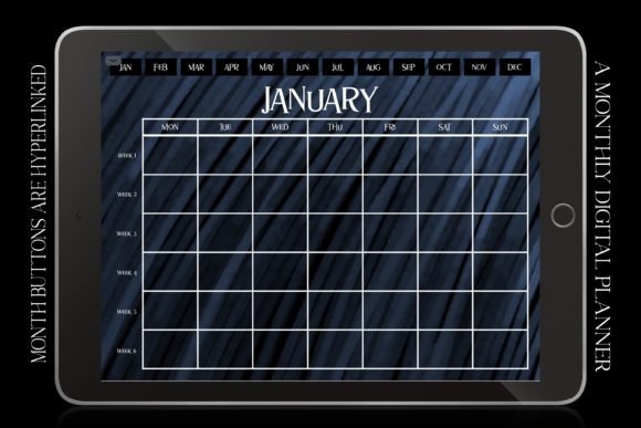 Blue Digital Monthly Calendar Planner: A Minimalist Retro Elegance for Intentional Living