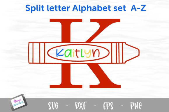 Crayon Monograms - Split Letters A–Z