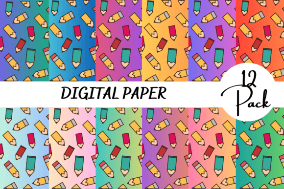 Gradient Pencil Digital Papers