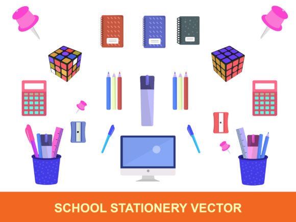 School Supplies Stationery Vector Collection