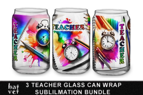 Teacher Glass Can Bundle Sublimation PNG