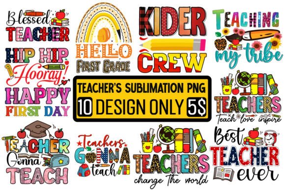 Teacher Sublimation PNG Design Bundle